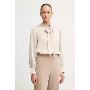 Joop! cămașă culoarea bej, cu un decolteu legat, relaxed, 30048645 imagine