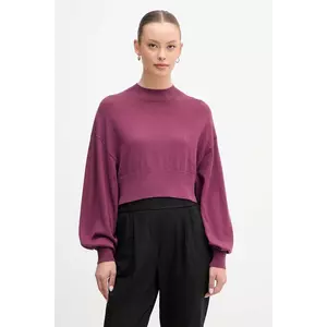 United Colors of Benetton pulover din amestec de lână culoarea violet, light, cu turtleneck, 1Y6SD2041 imagine