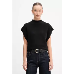 United Colors of Benetton vestă din amestec de lână culoarea negru, cu turtleneck, 1244D10EF imagine