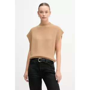United Colors of Benetton vestă din amestec de lână culoarea verde, cu turtleneck, 1244D10EF imagine
