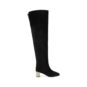 Kurt Geiger London cizme din piele întoarsă Chelsea Block Otk Boot culoarea negru, cu toc drept, 5003300209 imagine