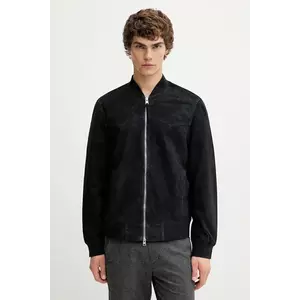 AllSaints jachetă bomber din piele întoarsă ZEALAND culoarea negru, de tranziție, M035LD imagine