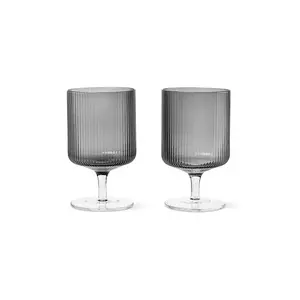 ferm LIVING set de pahare de vin Ripple 270 ml 2-pack culoarea negru imagine