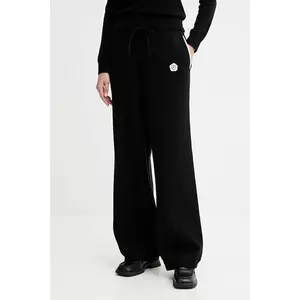 Kenzo pantaloni cu lână culoarea negru, lat, high waist, FF62PA6003LF imagine