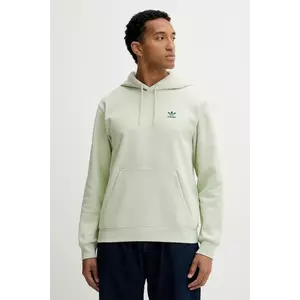 adidas Originals bluză Essentials culoarea verde, cu glugă, uni, HY2080 imagine