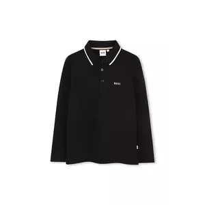 BOSS tricouri polo din bumbac pentru bebeluși culoarea negru, uni, J52330 imagine