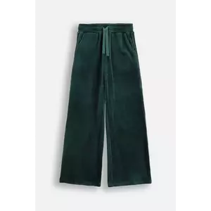 Coccodrillo pantaloni de trening din velur pentru copii culoarea verde, uni, FABOLOUS GIRL JUNIOR imagine