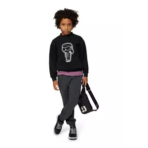 Karl Lagerfeld pantaloni de trening pentru copii culoarea gri, cu imprimeu, Z30630 imagine