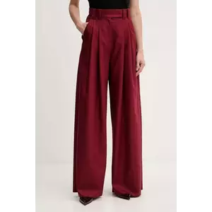 Marella pantaloni de lână culoarea bordo, lat, high waist, 2523136182200 imagine