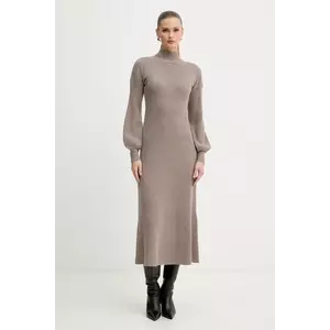 Luisa Spagnoli rochie din lână culoarea maro, maxi, mulată, 100209 imagine