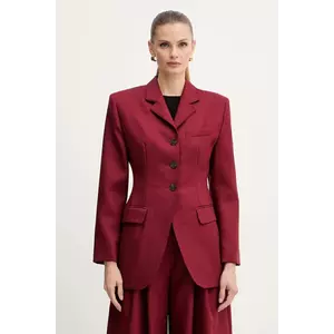 Marella geacă de lână culoarea bordo, un singur rând de nasturi, cu imprimeu, 2523046052200 imagine