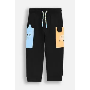 Coccodrillo pantaloni din bumbac pentru bebeluși culoarea negru, uni, BUDDIES BOY NEWBORN imagine