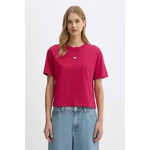 Tommy Jeans tricou din bumbac culoarea bordo, DW0DW22202 imagine