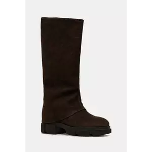 Copenhagen cizme din nubuc culoarea maro, cu toc plat, CPH554 nabuc imagine