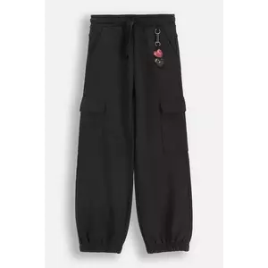 Coccodrillo pantaloni copii culoarea negru, uni, CRAFT PUNK GIRL JUNIOR imagine