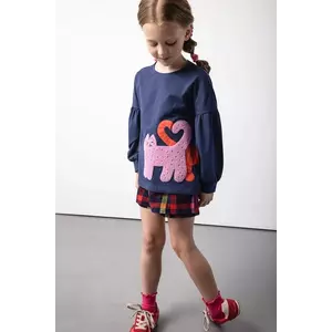 Coccodrillo tricou cu mânecă lungă pentru copii, din bumbac culoarea bleumarin, ACADEMY GIRL KIDS imagine