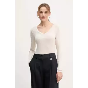 United Colors of Benetton longsleeve din amestec de cașmir culoarea bej, 3LRU3M076 imagine