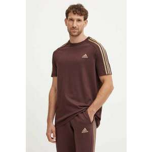 adidas tricou din bumbac Essentials barbati, culoarea maro, modelator, IX0158 imagine