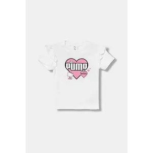 Puma tricou de bumbac pentru copii PUMA X HELLO KITTY & FRIENDS Ruffle Tee culoarea alb, 632386 imagine