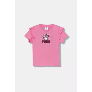 Puma tricou de bumbac pentru copii PUMA X HELLO KITTY & FRIENDS Ruffle Tee culoarea roz, 632386 imagine