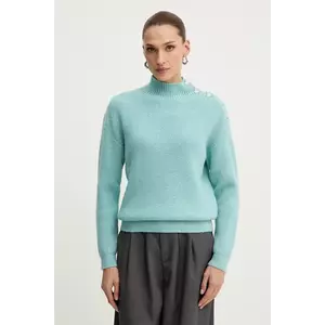 Morgan pulover din amestec de lână MSTORI culoarea roz, cu turtleneck, MSTORI imagine