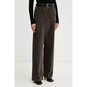 Weekend Max Mara pantaloni de catifea cord TANIA culoarea maro, drept, high waist, 2525136092600 imagine