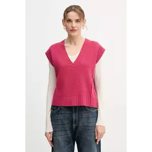 United Colors of Benetton vestă din amestec de lână culoarea roz, 126WD4033 imagine