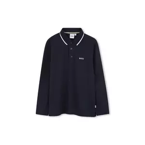 BOSS tricouri polo din bumbac pentru copii culoarea bleumarin, uni, J52330 imagine