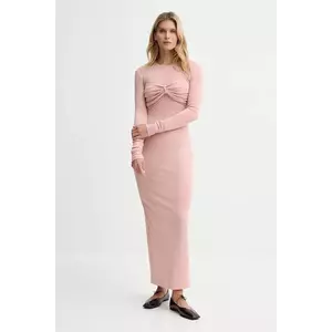 Nanushka rochie culoarea roz, maxi, mulată, NW25PFDR07931 imagine