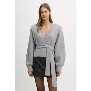 Rotate cardigan din amestec de lână culoarea gri, călduros, 114736039 imagine