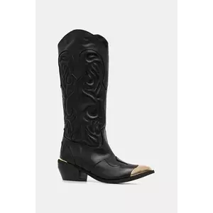 Just Cavalli cizme de piele culoarea negru, cu toc plat, 79RA3S59ZPB20899 imagine