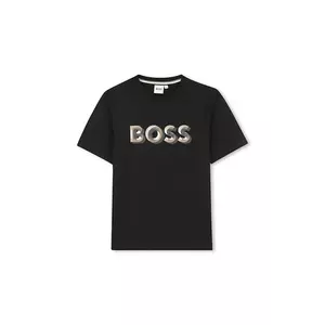 BOSS tricou de bumbac pentru copii culoarea negru, cu imprimeu, J52360 imagine