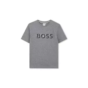 BOSS tricou din bumbac culoarea gri, uni, J52360 imagine