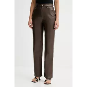 Nanushka pantaloni culoarea maro, evazați, high waist, NW25PFPA15278 imagine