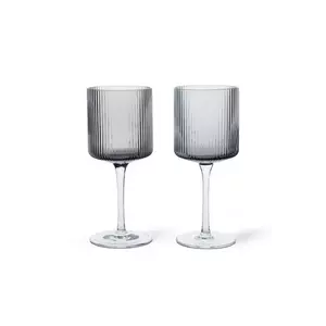 ferm LIVING set de pahare de vin Ripple 260 ml 2-pack culoarea negru imagine