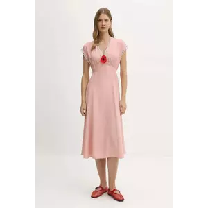 The Sleeper rochie din viscoză culoarea roz, midi, drept, PMDDR03P006L imagine