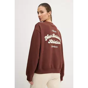 New Balance bluză culoarea maro, cu imprimeu, WT53516ROK imagine