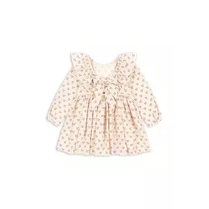 Konges Sløjd rochie din bumbac pentru copii CIANNA LS BOW DRESS GOTS culoarea bej, mini, evazați, KS103755 imagine