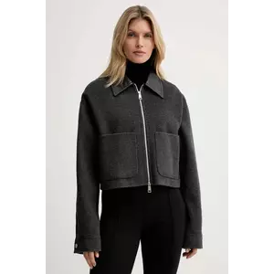 Nanushka jachetă din amestec de lână culoarea gri, de tranzitie, oversize, NW25PFJK12294 imagine