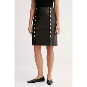 Bally fustă de piele culoarea maro, mini, evazați, WLE07G imagine