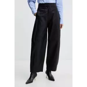 MAX&Co. pantaloni de piele culoarea negru, lat, high waist, 2526436013200 imagine