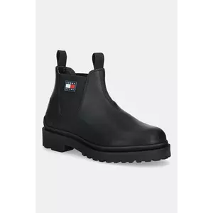 Tommy Jeans ghete de piele TJM CHELSEA LEATHER culoarea negru, EM0EM01630 imagine