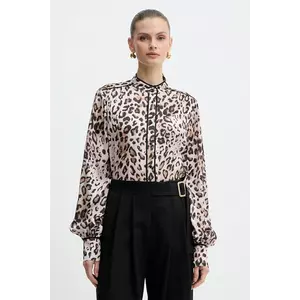 Fracomina cămașă culoarea maro, cu guler stand-up, regular, FJ25WT1003W41201 imagine