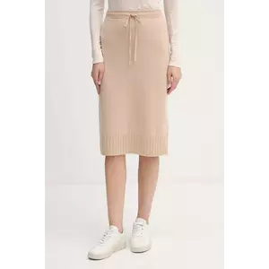 United Colors of Benetton fustă cu lână culoarea bej, midi, drept, 112HD001V imagine