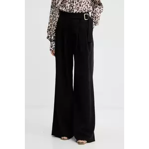 Marella pantaloni de lână culoarea negru, lat, high waist, 2523136022200 imagine