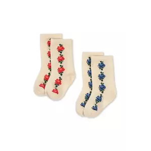 Konges Sløjd șosete copii 2 PACK FINE JAQUARD SOCKS 2-pack culoarea bej, KS103635 imagine