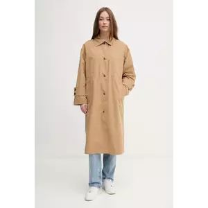 United Colors of Benetton trench femei, culoarea bej, de tranzitie, oversize, 241XDN07I imagine