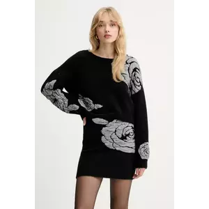 Gestuz pulover din amestec de lână culoarea negru, călduros, 10910594 imagine