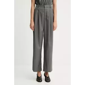 Gestuz pantaloni culoarea gri, drept, high waist, 10910622 imagine