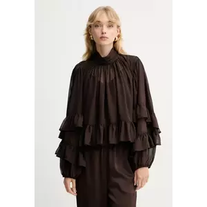 Gestuz bluză culoarea maro, uni, 10910650 imagine